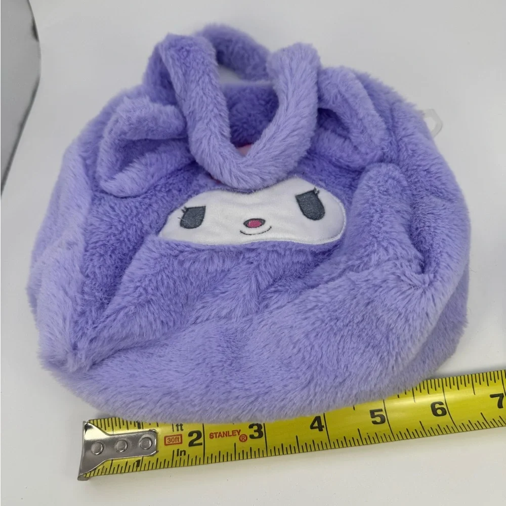 Sanrio Fuzzy Kuromi Mini Handbag Purple with Fuzzy Ears NO STRAP!6 Inch